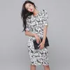 Sommer Frauen Puff Sleeve Print Bodycon Kleider Korea Elegante Mode Oansatz Büro Bleistift Party Kleid Vestidos 210519