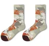 Nouveau femmes chaussette dessin animé impression mode créative personnalisé nouveauté hommes femmes chaussettes hiver chaud confortable coton chaussettes guêtres