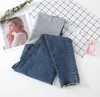 0252# 9/10 Length Stretch Washed Denim Maternity Jeans Summer Fashion Pencil Trousers Clothes for Pregnant Women Pregnancy Pants 210918