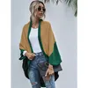 Maglieria da donna T-shirt Patchwork Manica a pipistrello Cardigan maglione allentato Maglieria per le vacanze Cardigan lungo cappotto invernale oversize