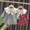 新生児の女の子の春の服幼児用の長袖コートドレス