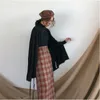 Plus Size High Waist Long Wool Plaid Skirt For Women Red Warm Elegant Office Lady Vintage Autumn Winter Maxi s 210421