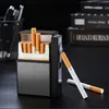 NOUVEAU Coupe-Vent En Métal Étui À Cigarettes Torche Briquet Jet 20 PCS USB Rechargeable Gaz Butane Briquets Porte-Cigarette Boîte Hommes Gadgets