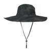 One Pc Outdoor Print Folding Fisherman Cap With Chin String Hats