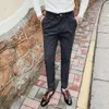 Men's Pants British Business Casual Slim Plaid Pant Formal For Men Korean Style Fashion All-match Straight Dress Suit252u