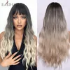 Perruques synthétiques Easyhair long rouge brun avec frange cheveux naturels pour femmes cosplay quotidien résistant à la chaleur