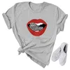 T-shirt da donna T-shirt da donna Maglietta da donna Grafica Leopard Labbra rosse Moda Casual Vintage Lady Tees Stampa Tops Abbigliamento femminile