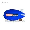 Personalized Advertising Inflatable Blimp Blue Floating Airship Balloon 4m/5m/6m/7m Length Helium Aircraft Balon Giant Zeppelin For Outdoor Parade Event