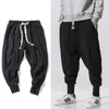 Chiński styl spodnie Harema Mężczyźni Streetwear Casual Joggers S Bawełniane Pościel Spodnie Długość Spodnie M-5XL Y0811