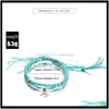 Trendy Multilayer String Pärlad vaxlinje Ushaped Pendant Ankletter Turquoise Round Bead Summer Beach Men Kvinnor Anklet Armbandsmycken K 5juu7