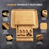 Premium Bamboo сырной доски набор деревянные чаркутри доска для подачи блок с ножевым набором скрытый вырезной выдвижной ящик идеальный подарок для свадьбы JJA916