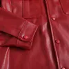 Mulheres Pu Motor Jackets Casacos Verão Manga Longa Bolso Sólido Sólido Vermelho Vermelho Jaqueta de Rua Casaco Outerwear Roupas 210513