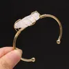 Bangle Fashion Bracelet Natural Semi-precious Stones Round Opening Golden Crystal Bud Circlet For Women Charm Jewelry Gift