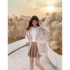 Fashion Short Women's Top Knit Tröja All-Match Solid Färg Fem-Point Sleeve Cardigan Slim Fit 210520