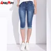 Denim Capri Skinny Jeans Femme Stretch Taille Haute Taille Plus Taille Pantalon court pour femmes Vêtements d'été Garemay 210428