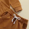 Lioraitiin 0-3years幼児男の子少女2個秋の服セットフード付きセータービッグポケット装飾弾性パンツG1023