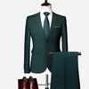 2019 Ropa de trabajo informal de negocios para hombres, traje de hombre delgado de color sólido de gran tamaño, conjunto de 2 piezas para novio de boda (chaqueta + pantalones) S-6XL X0909