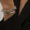 Länkkedja kristall u-formad spänne metall armband armband uttalande guld silver färg länk mode pulseras kvinnor bijoux gåva
