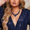 Necklace Earrings Women Choker Dangle Collier Femme Neck Chain Link Fashion Party Jewelry Set Bijoux Mujer Collares Wedding Gift H1022