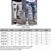 3 Styles Men Stretchy Ripped Skinny Biker Embroidery Print Jeans Destroyed Hole Taped Slim Fit Denim Scratched High Quality Jean H1122