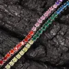 Mens Diamond Iced Out Tennis Gold Chain Rainbow Colorful Necklaces Fashion Hip Hop Jewelry Necklace