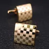 Fashion French Men's Shirt Metal Brass Laser grid Cufflinks Sleeve Button Top Business Suit Shirt Cuff Links Jewelry Will and Sandy