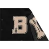 Hip Hop Beyzbol Ceket Erkekler Kürklü Kemik Mektubu Yama Renk Deri Kol Koleji Tarzı Streetwear Harajuku Bombacı Ceket Ceket X0710