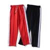 Calças dos homens esportes desenhador de calça solto Sweatpants arco-íris listras cordiais cordão zíper calças casuais moletom m-xxl