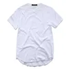 Camiseta ZSIIBO TX135-C para hombre, camiseta de barrido redondo extendido, dobladillo curvo, camisetas de línea larga, Hip Hop, ropa urbana en blanco Y0809