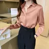 Silk Shirts Women White Shirt Women Long Sleeve Shirts Blouse Office Lady Satin Silk Blouse Tops Plus Size Woman Basic Shirt Top 210312