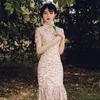 Çin Geleneksel Geliştirilmiş Cheongsam qipao Elbise Modern 2022 Elbiseler Kız Cheongsams için Yaz Beden Doğu Partisi Etnik Giysiler