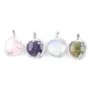 Wojiaer drake runt platt rund pärla dangle pendants energi smycken natursten ametist quartz vit opal bn313