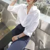 Camicia da donna Camicetta classica in chiffon Donna Taglie forti Camicie a maniche lunghe larghe Lady Design di base Top Abbigliamento Blusas T14302X 210416