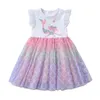 VIKITA Girls Summer Dress Kids Party Prom Princess Dresses Children Unicorn Mermaid Cartoon Clothes Girls Casual Vestidos 211027