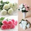 2021 10/20Heads Latex Real Touch Rose 7CM Fiori Bouquet da sposa Home Decor Favoes