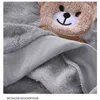 Autumn Winter Children's Clothing Cartoons Bear Baby Boy Girl Soft Jacket Top Long Pant Sets Thick Warm Flannel Fleece Kids Suit 211021