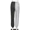 Kontrast Cargo Pant Für Frauen Lose Hight Taille Plaid Jogging Hose Sportliche Hosen Elastizität Sportpants Sommer 210522