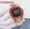 Montre pour hommes pour femmes gros diamants colorés bague montres à remontage automatique montres automatiques mouvement 904L montres-bracelets en acier inoxydable