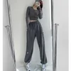 Calça feminina jogging calças de moletom feminino calça esportiva cinza Jogador alta cintura alta calça casual para fêmea plus size 211218
