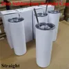 DIY sublimation tumbler 20oz straight tumblers metal straw stainless steel slim tumble vacuum insulated travel mug gift