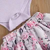 0-24 м Летний вязаный рожденный младенческой девочкой одежда для девочек набор мамы, то есть ползунки цветочные оборками шорты наряды цветущики 210515