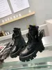 Prad shoesPrad New Designer bottes fourrure-en-un botte courte chaude chaussures de combat du désert militaire cuir de veau fermeture à glissière conception femmes sac détachable ceinture extérieure TR4K 1YOF