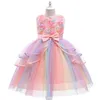 Robes de fille fleur fille robe de princesse de mariage filles Costume de nœud papillon de Noël enfants cadeau d'anniversaire vêtements décontracté fête dentelle Tutu