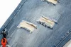 Mäns High Street Patch Jeans Fashion Chain Hole Rak Ben Denim Byxor Retro Lösa Casual Byxor