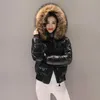 Dames Winterjas Hooded Slanke Grote Dikke Echte Bont Korte Witte Duck Down Filler Coat Vrouwelijke Solid Warm Kleding Sneeuwpak 211008