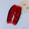 Giysi Kız Sonbahar Bahar Sıcak Uzun Kollu Altın Kadife Hoodie + Pantolon Spor 2 adet Suits Çocuk Erkek Giyim 210528