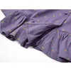 Kardigan Koszulki Bluzki Damskie Z Krótkim Rękawem Lato Hem Plisowane Retro Purple Topy Rok Leisure Ulzzang Square Collar Blusas 210417