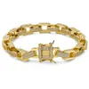 Lyxdesigner smycken kvinnor armband herr guld armband hip hop diamant pandora stil charm armband kärlek kubanska länk kedja armband 293g