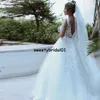 2021 Pizzo A-line per le donne Abiti da sposa Applique Profondo scollo a V Abito da festa formale Abiti da secondo ricevimento informali