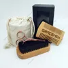 Hårborste Beard Borstar och kam Set MOQ 100 sätter OEM Custom Logo Bamboo Beards Care Kit med triming sax i skräddarsydda väskor för män
